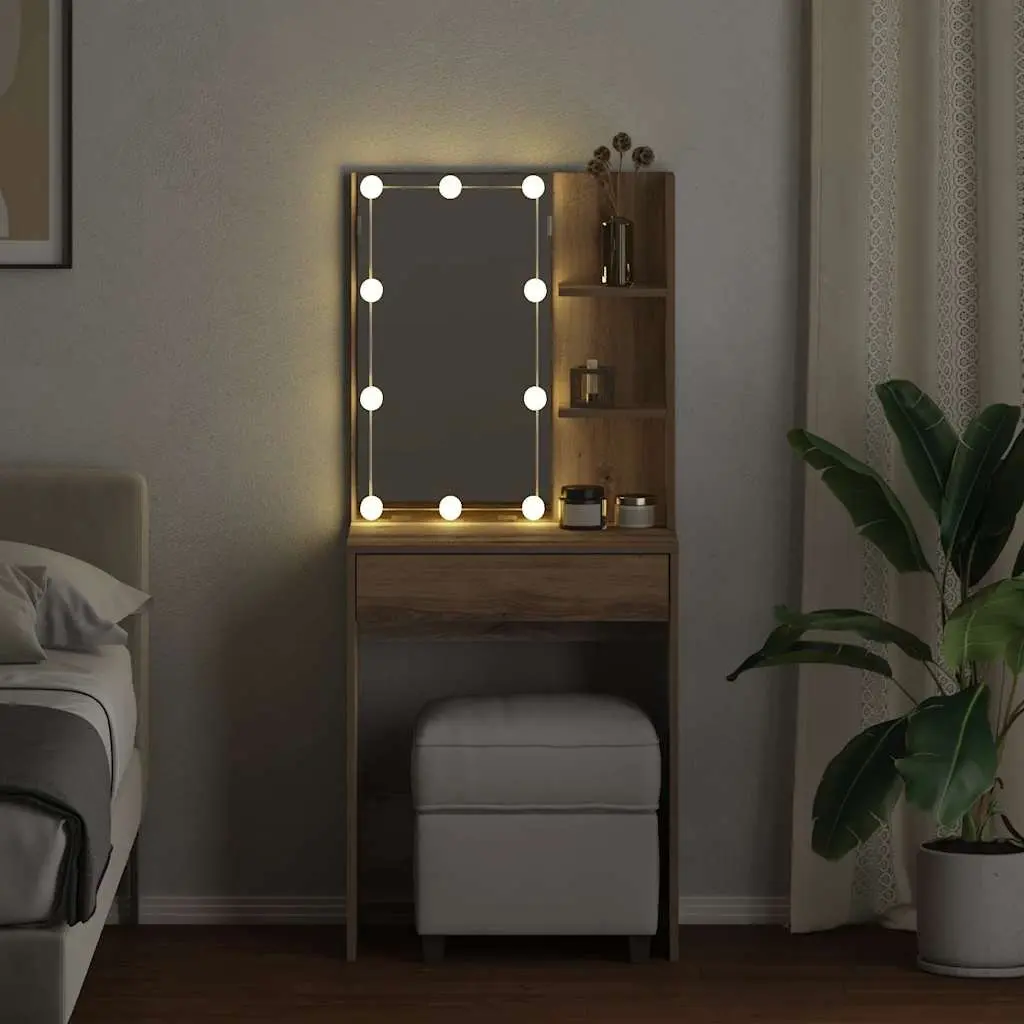 Dressing Table with RGB LED Lighting and Storage