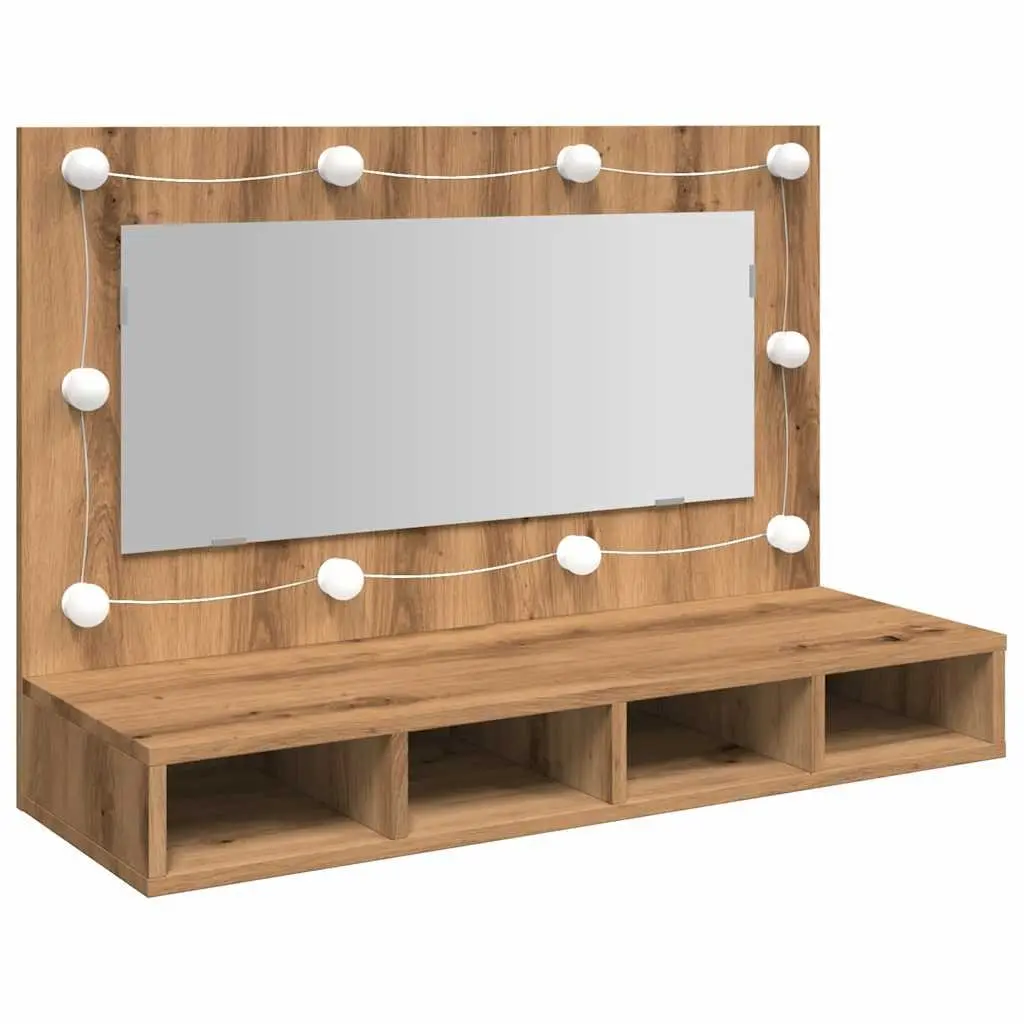 LED Bathroom Mirror Cabinet in Brown Engineered Wood