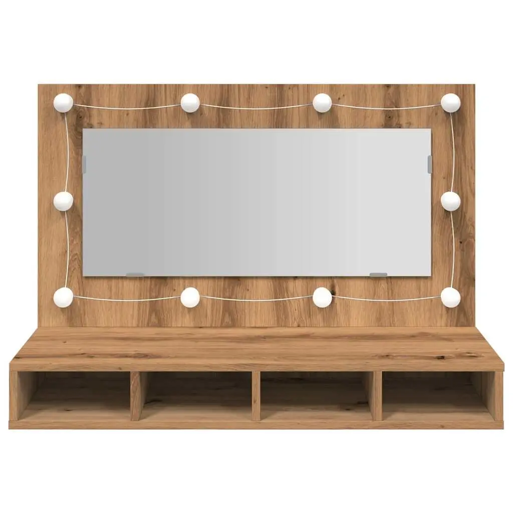 LED Bathroom Mirror Cabinet in Brown Engineered Wood