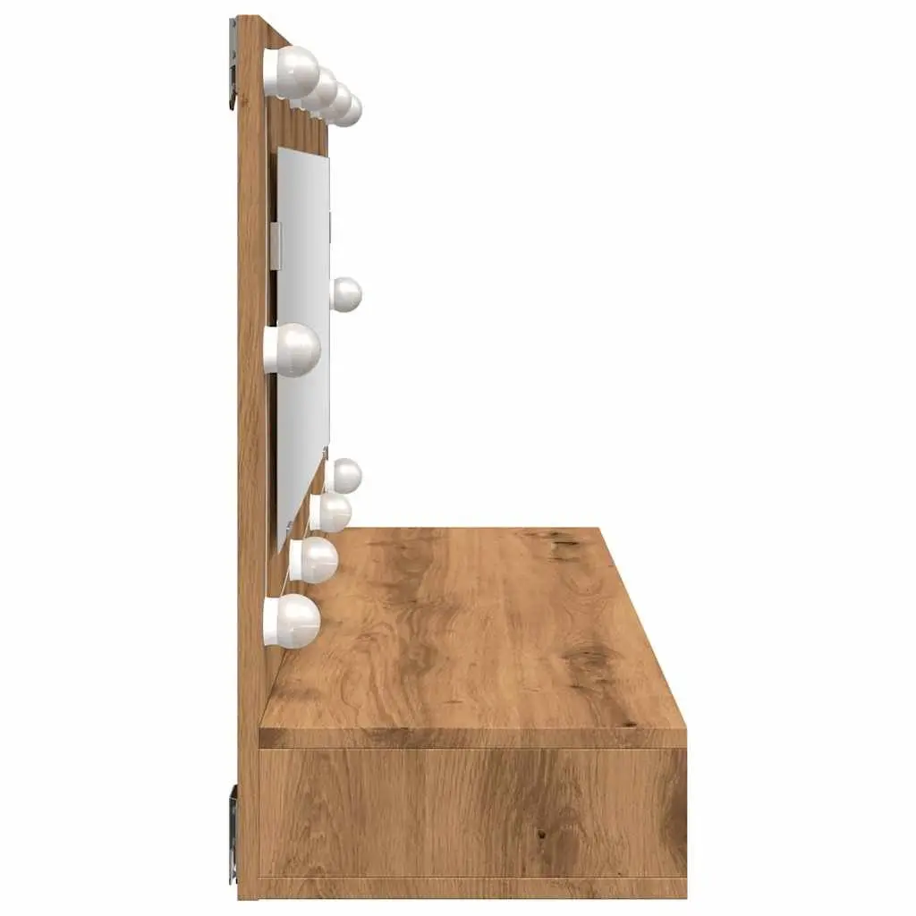 LED Bathroom Mirror Cabinet in Brown Engineered Wood