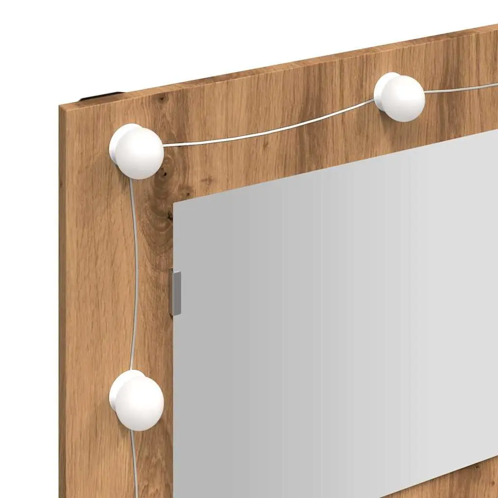 LED Bathroom Mirror Cabinet in Brown Engineered Wood