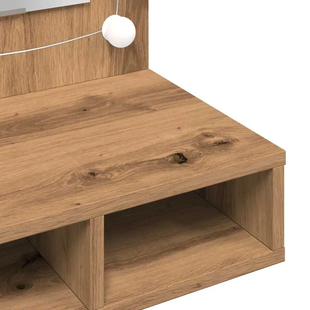 LED Bathroom Mirror Cabinet in Brown Engineered Wood
