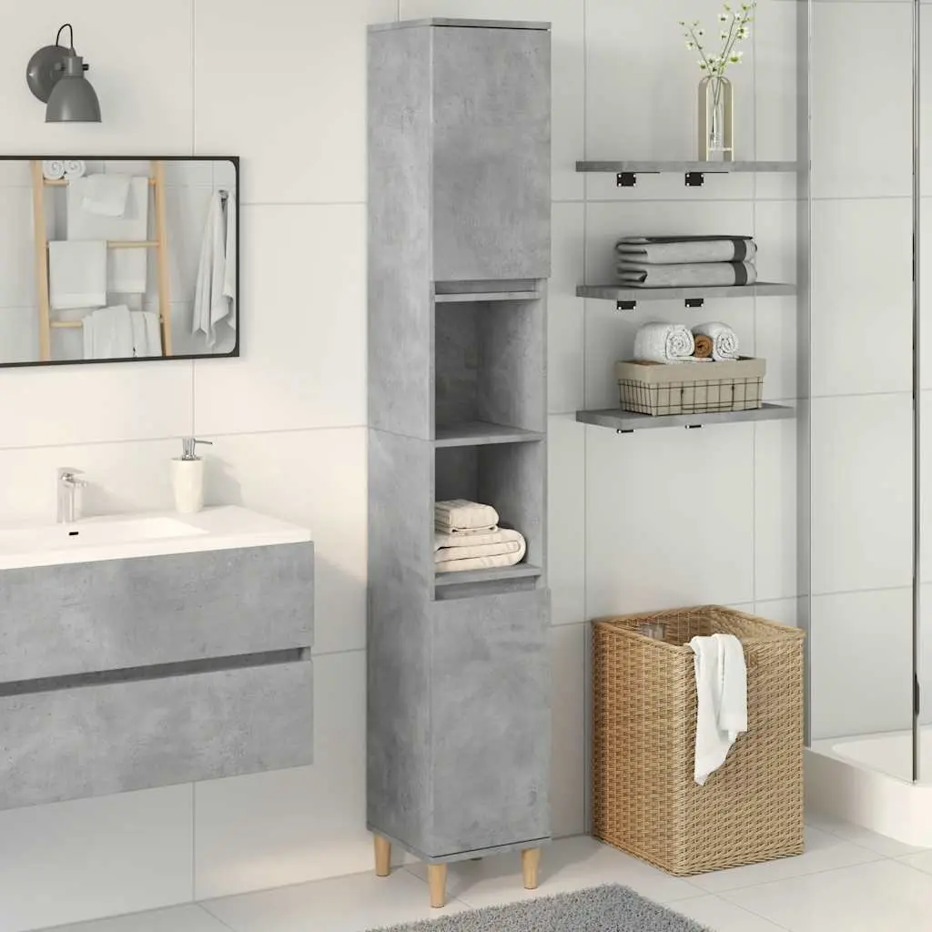 Grey Engineered Wood Bathroom Vanity Cabinet