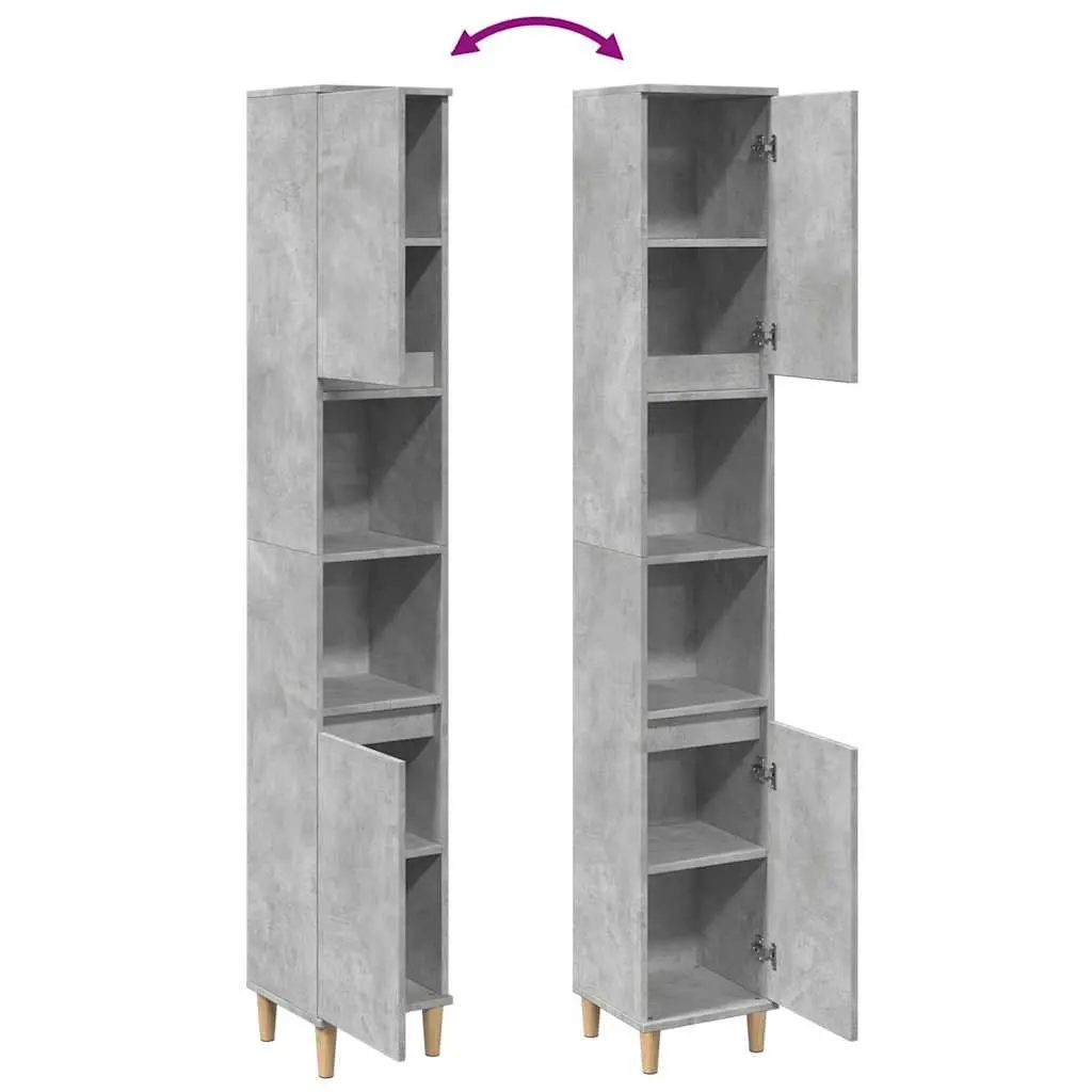Grey Engineered Wood Bathroom Vanity Cabinet