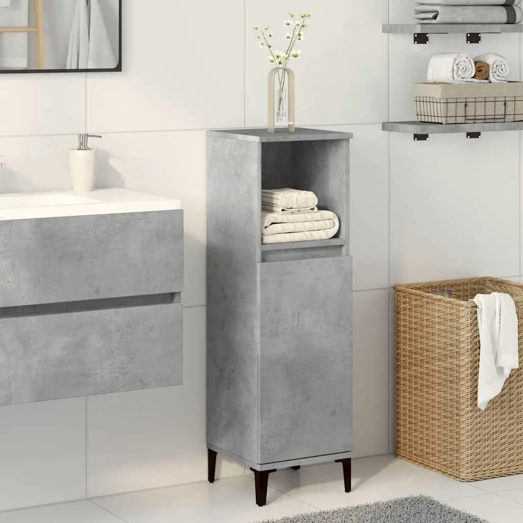 Bathroom Vanity Cabinet Engineered Wood Grey 30x30x100 cm