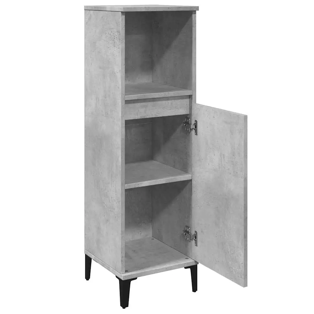 Bathroom Vanity Cabinet Engineered Wood Grey 30x30x100 cm