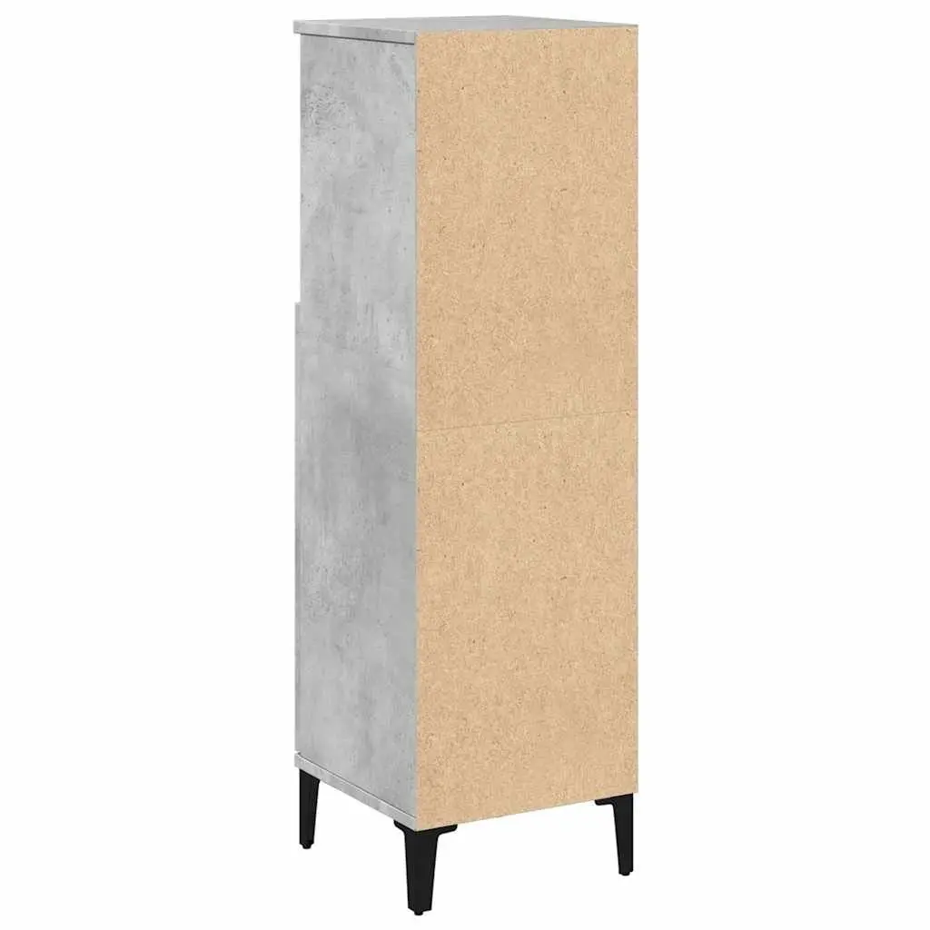 Bathroom Vanity Cabinet Engineered Wood Grey 30x30x100 cm