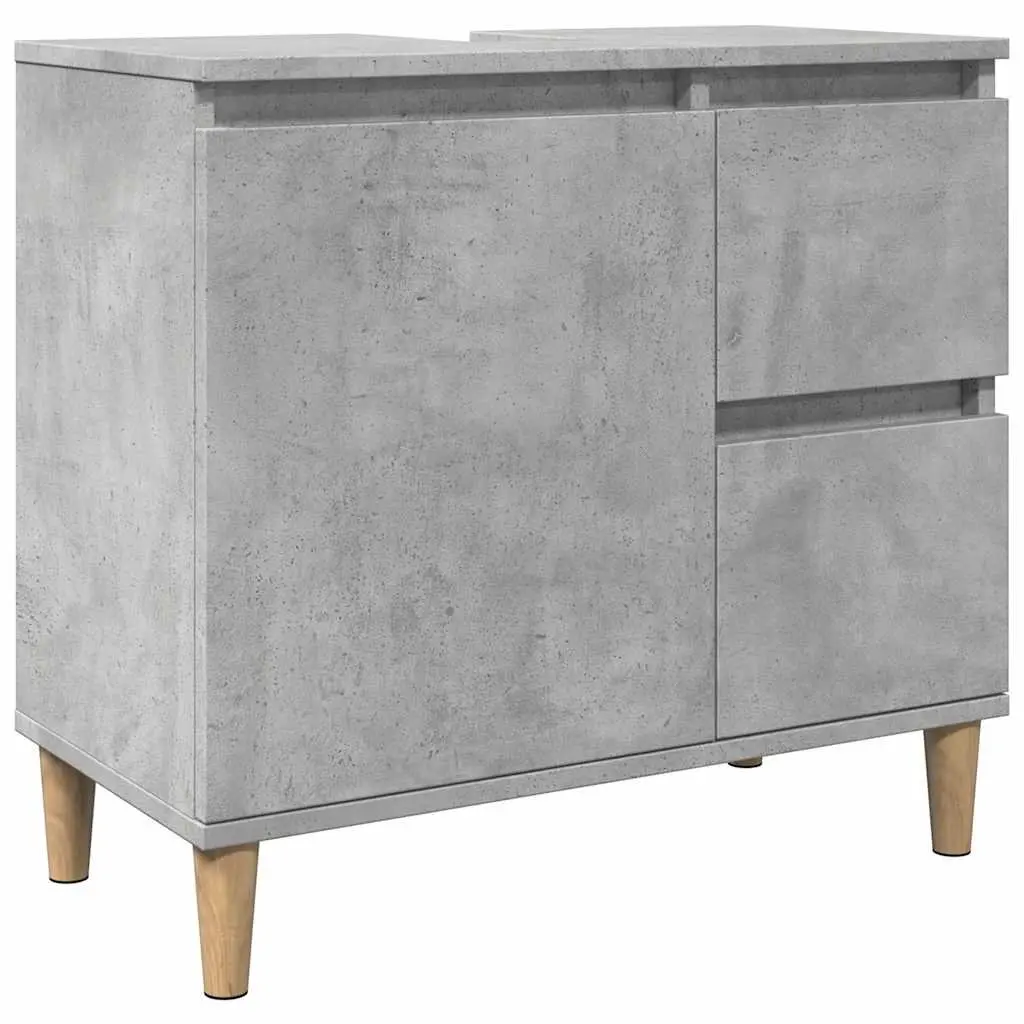 Engineered Grey Bathroom Vanity Unit with Storage Drawers
