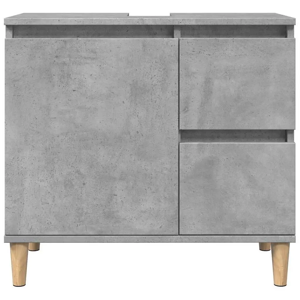 Engineered Grey Bathroom Vanity Unit with Storage Drawers