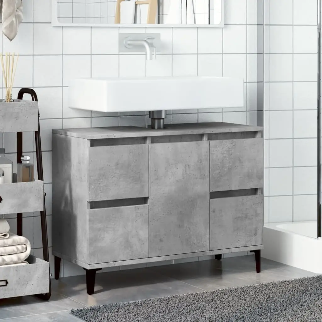 Grey Bathroom Sink Cabinet with 4 Drawers