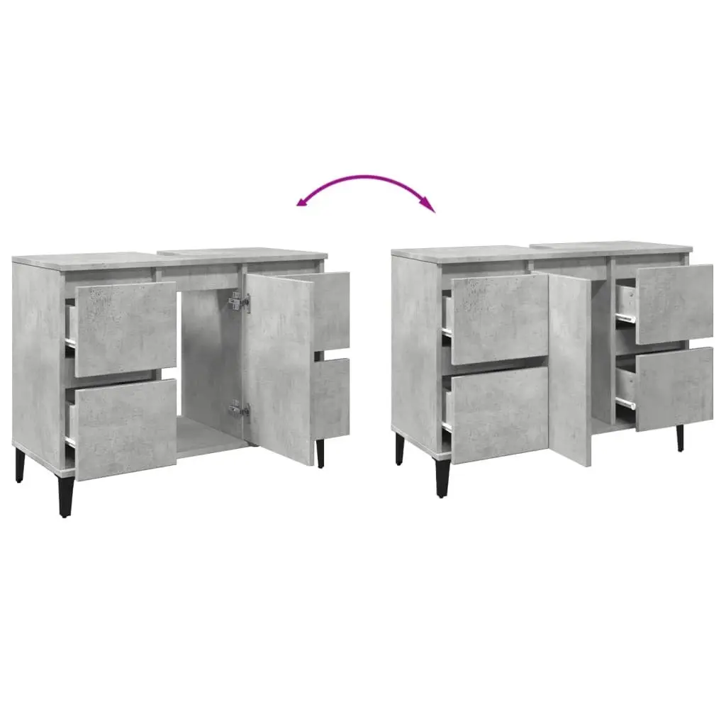 Grey Bathroom Sink Cabinet with 4 Drawers