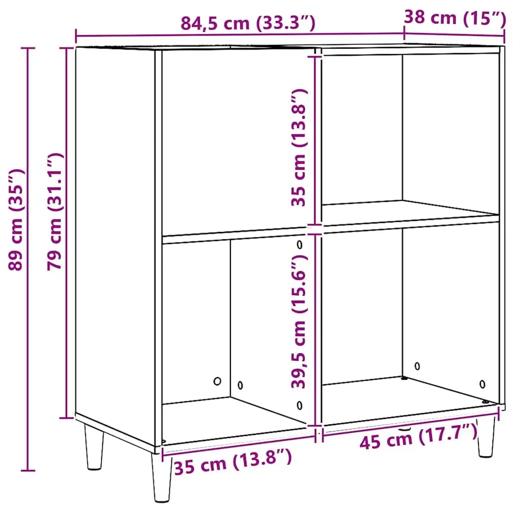 Brown Engineered Wood Record Cabinet for Vinyl LPs