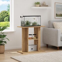 Brown Engineered Wood Aquarium Stand with 3-Tier Storage