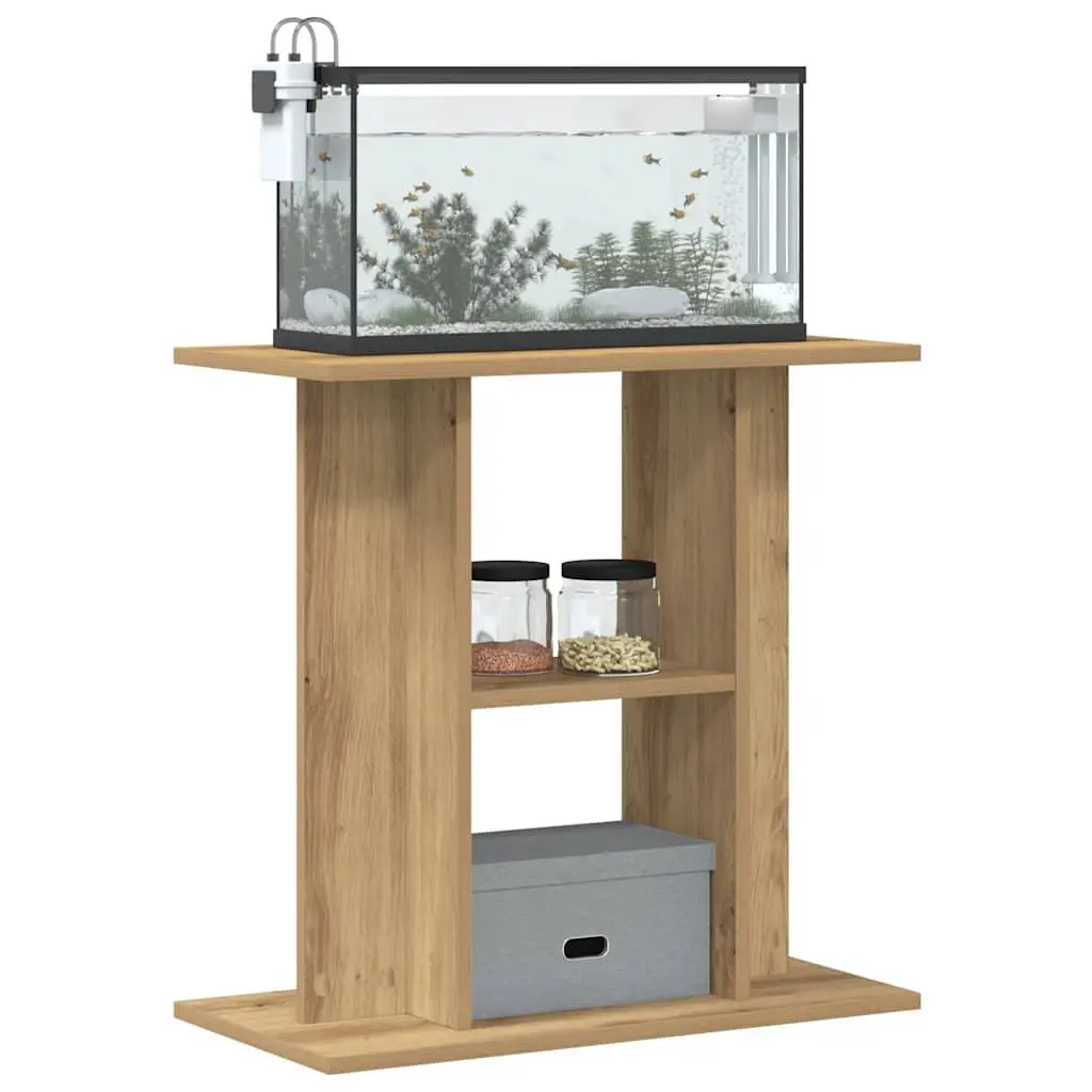 Brown Engineered Wood Aquarium Stand with 3-Tier Storage
