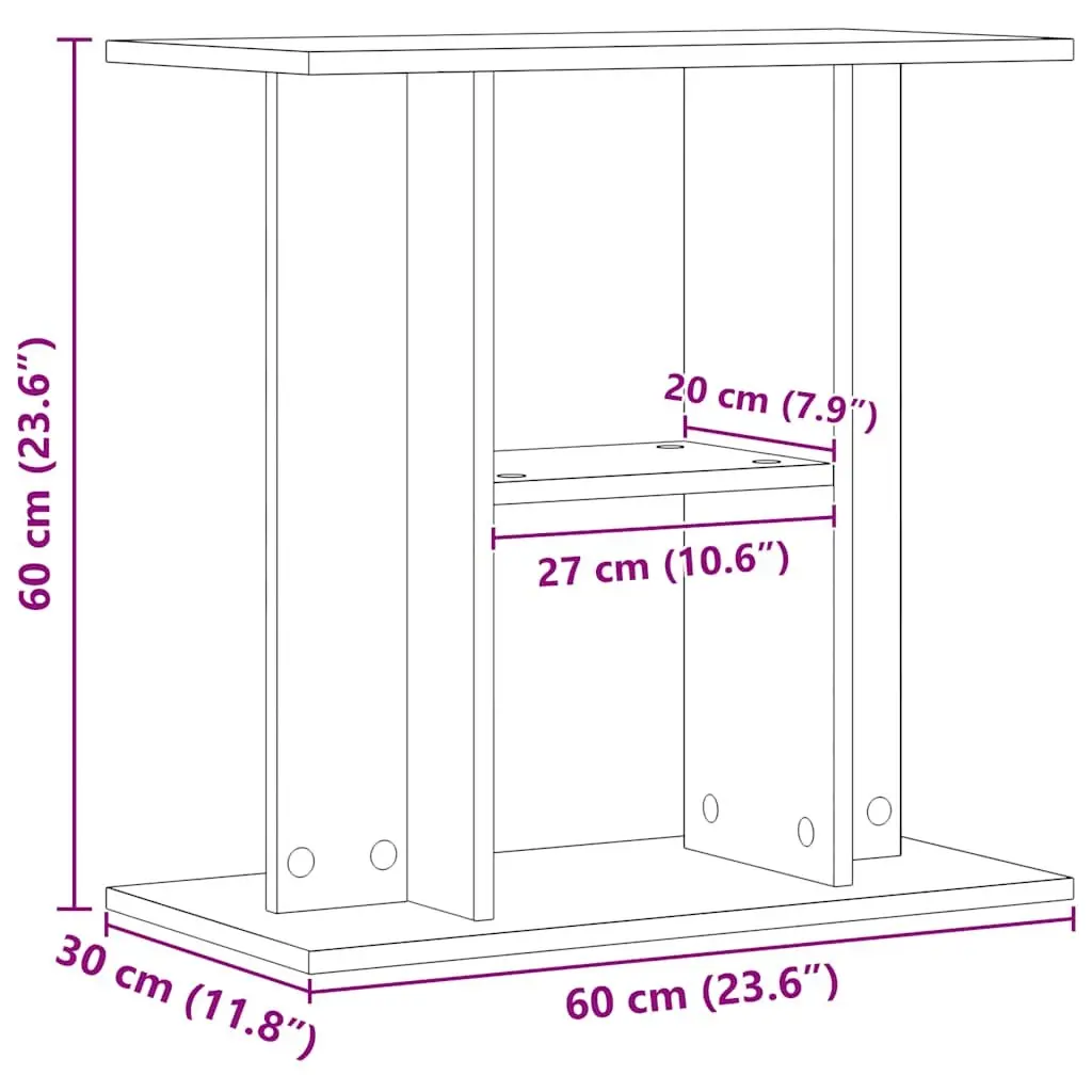 Brown Engineered Wood Aquarium Stand with 3-Tier Storage