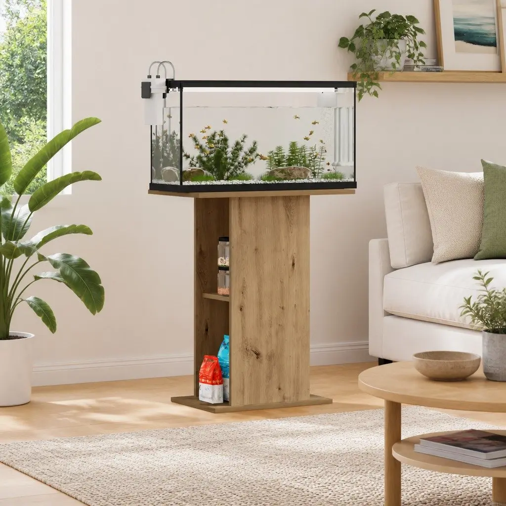 Engineered Wood Brown Aquarium Stand with Storage
