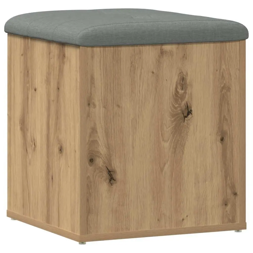 Brown Engineered Wood Storage Bench with Padded Seat