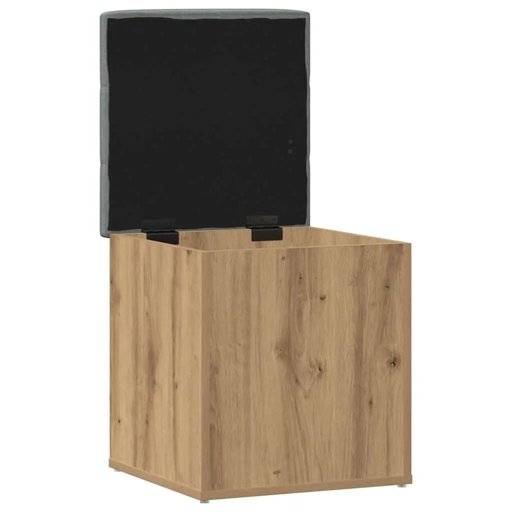 Brown Engineered Wood Storage Bench with Padded Seat
