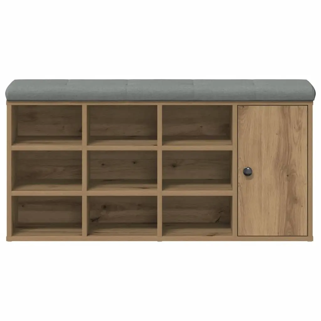 Brown Engineered Wood Storage Bench with Padded Seat