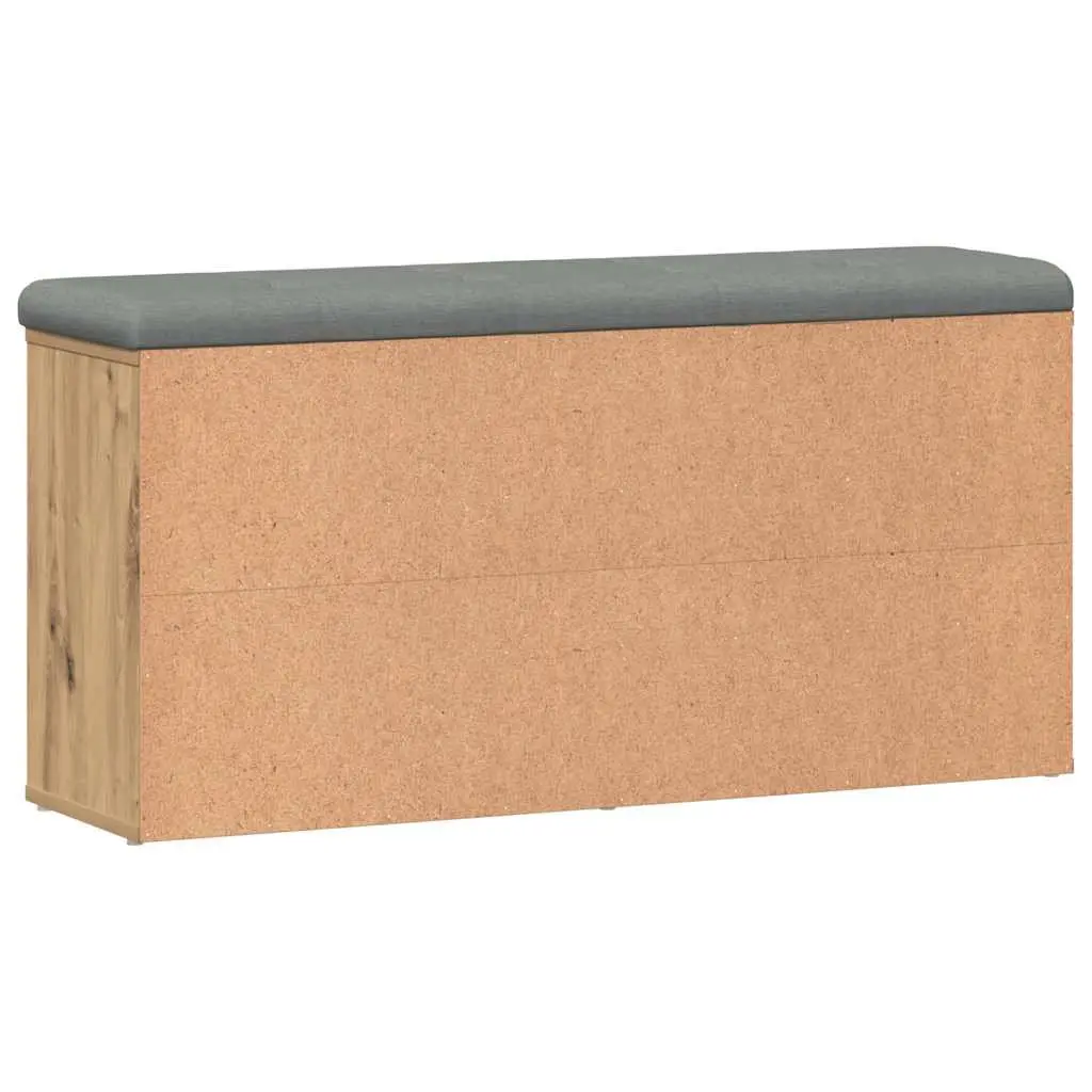 Brown Engineered Wood Storage Bench with Padded Seat