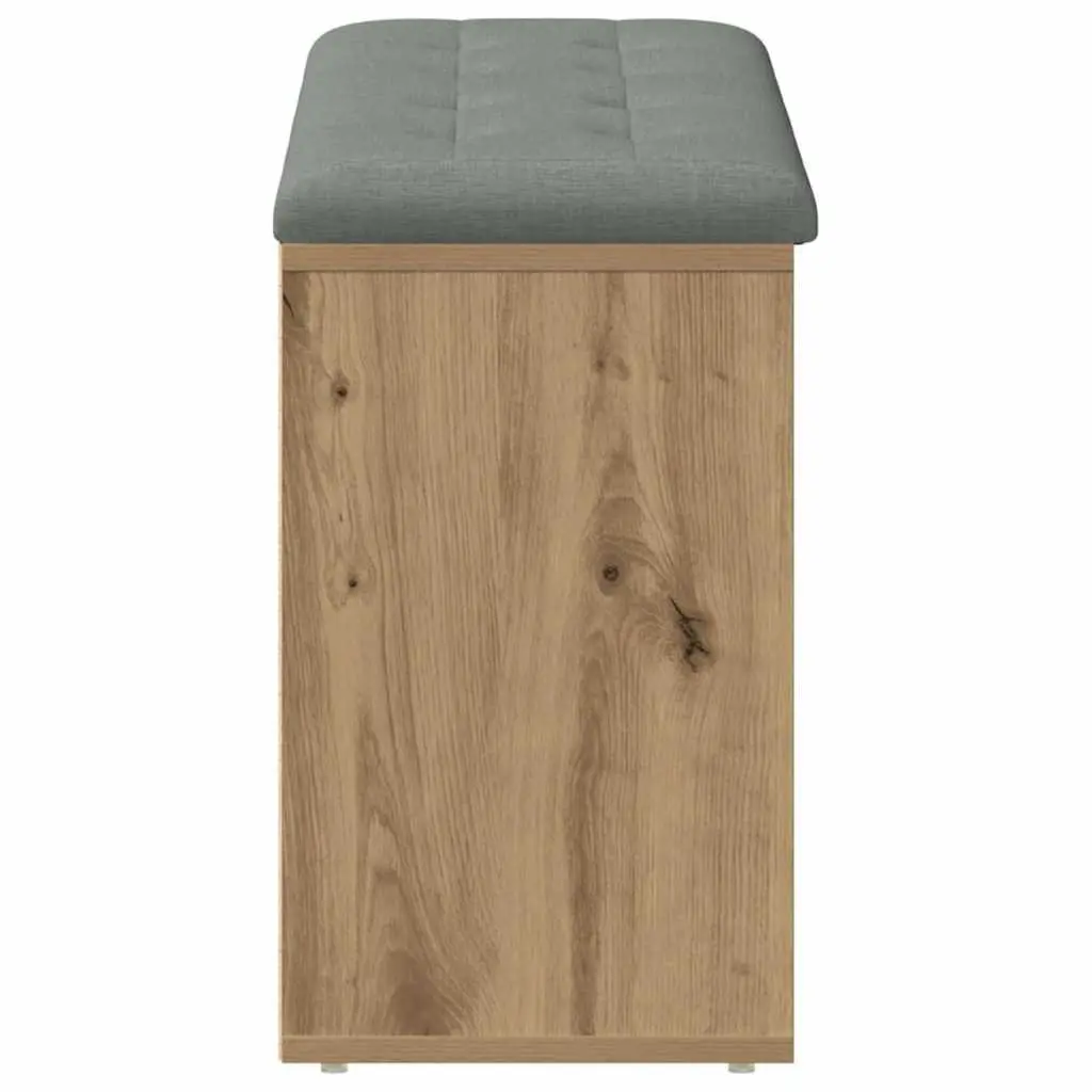 Brown Engineered Wood Storage Bench with Padded Seat