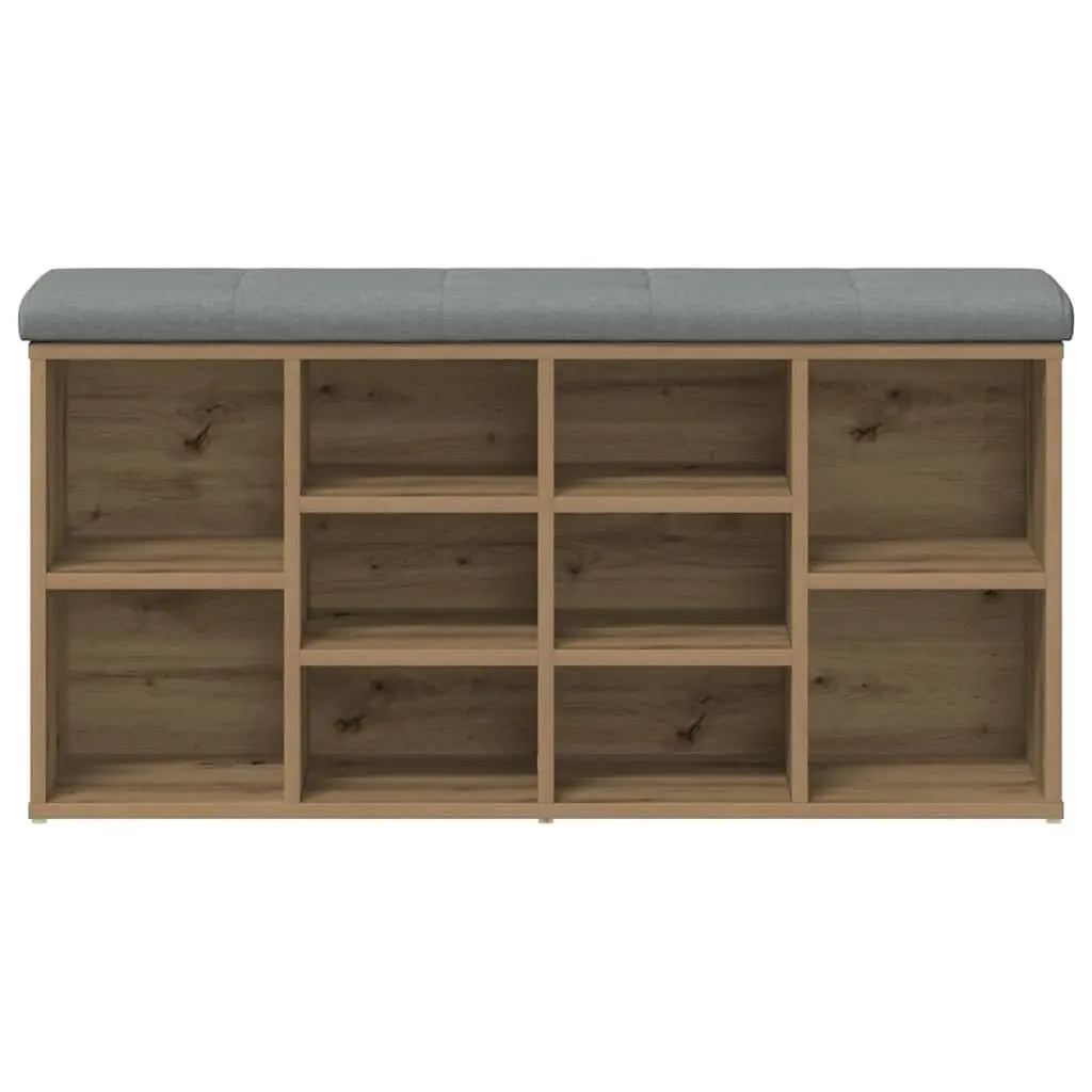 Brown Padded Shoe Bench with Engineered Wood Storage