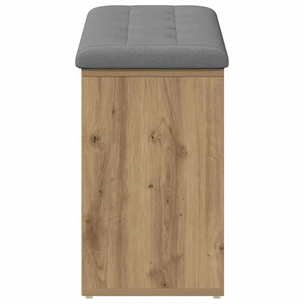 Brown Padded Shoe Bench with Engineered Wood Storage