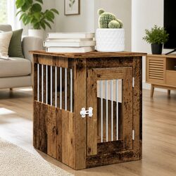 Brown Dog Crate Furniture with Steel Wire and Wood