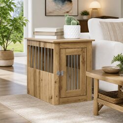 Durable Dog Crate Furniture End Table with Steel Frame