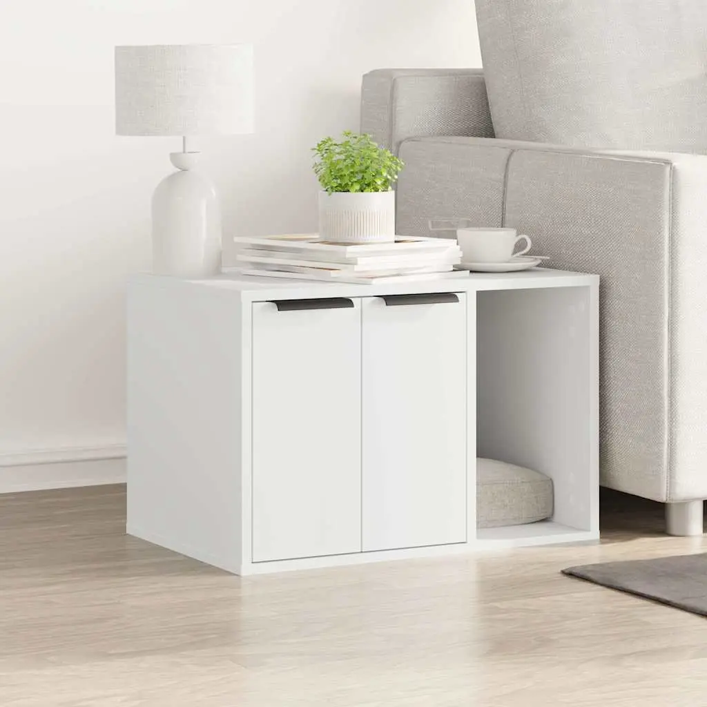 Cat Litter Box Enclosure Engineered Wood 60 x 40 x 40 cm White
