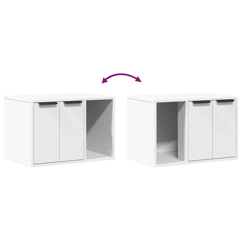 Cat Litter Box Enclosure Engineered Wood 60 x 40 x 40 cm White