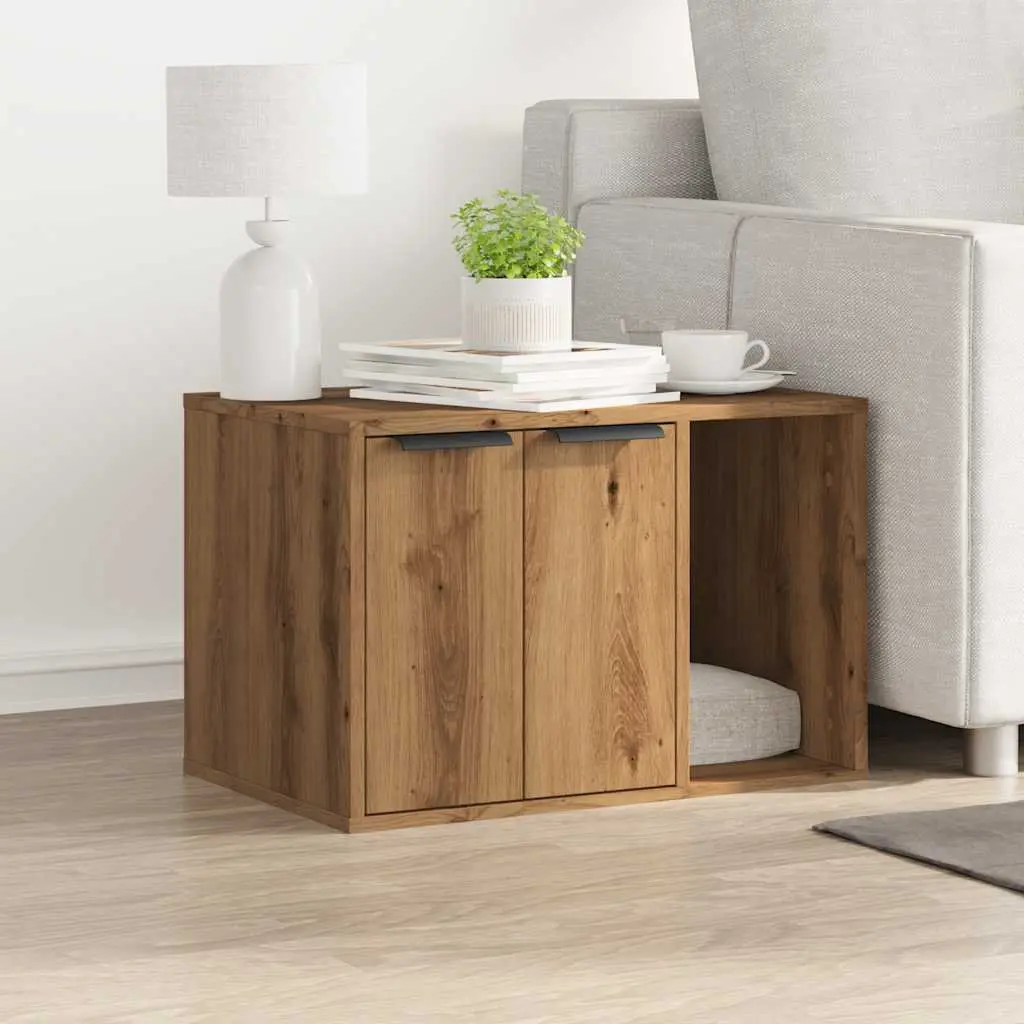 Cat Litter Box Enclosure Engineered Wood 60 x 40 x 40 cm Brown