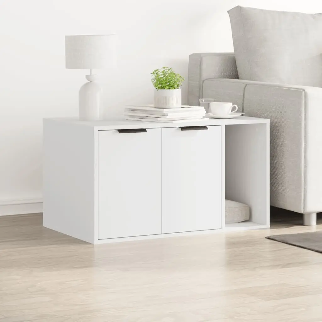 Cat Litter Box Enclosure Engineered Wood 80x50x45cm White