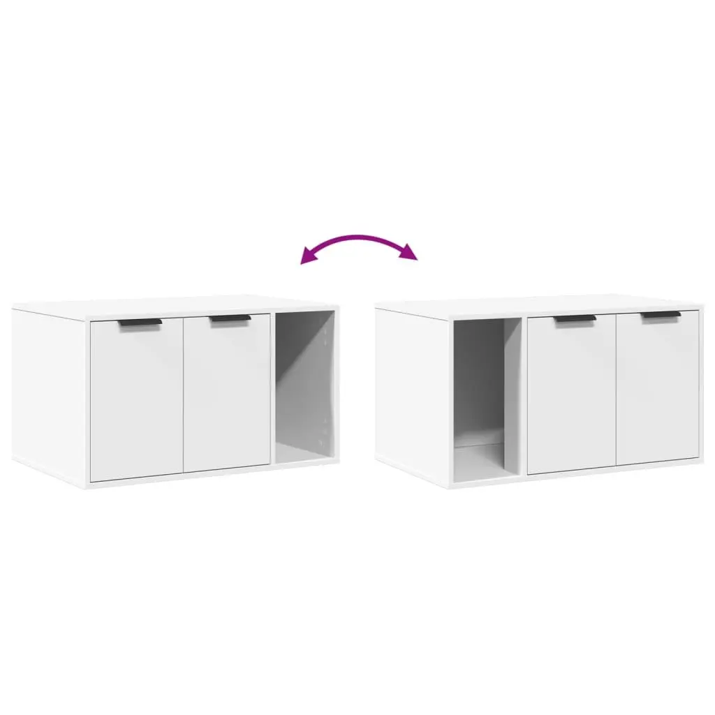Cat Litter Box Enclosure Engineered Wood 80x50x45cm White