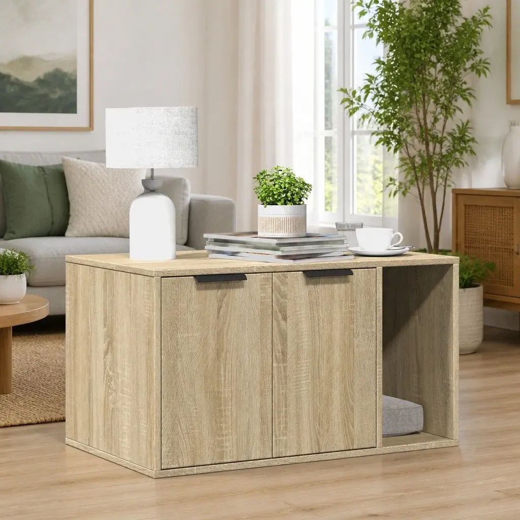 Cat Litter Box Enclosure in Brown Engineered Wood