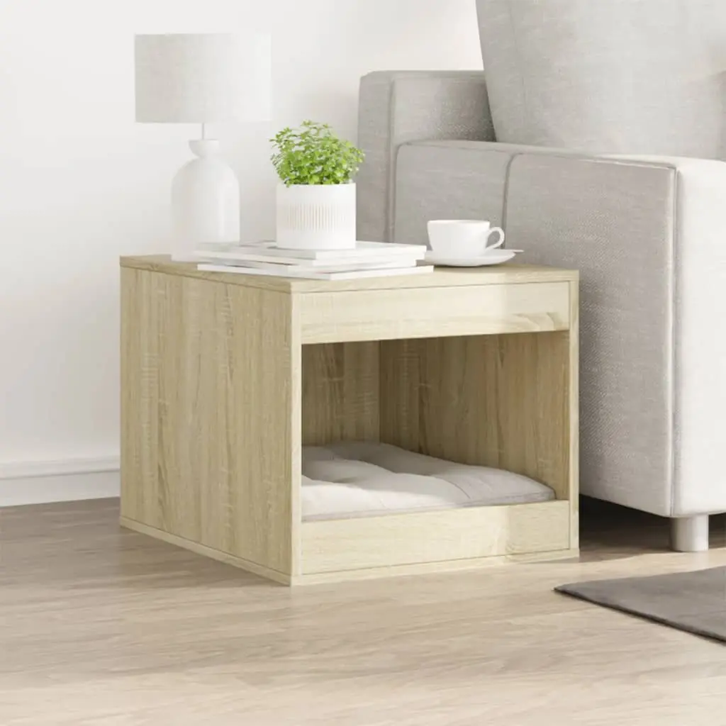 Cat Litter Box Enclosure Engineered Wood 47 x 59 x 42 cm Brown Sonoma Oak
