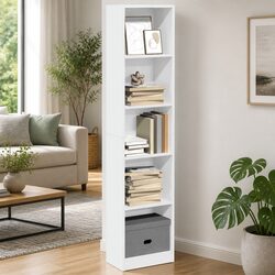 Durable White Bookcase 40x24x176 cm for Office and Home