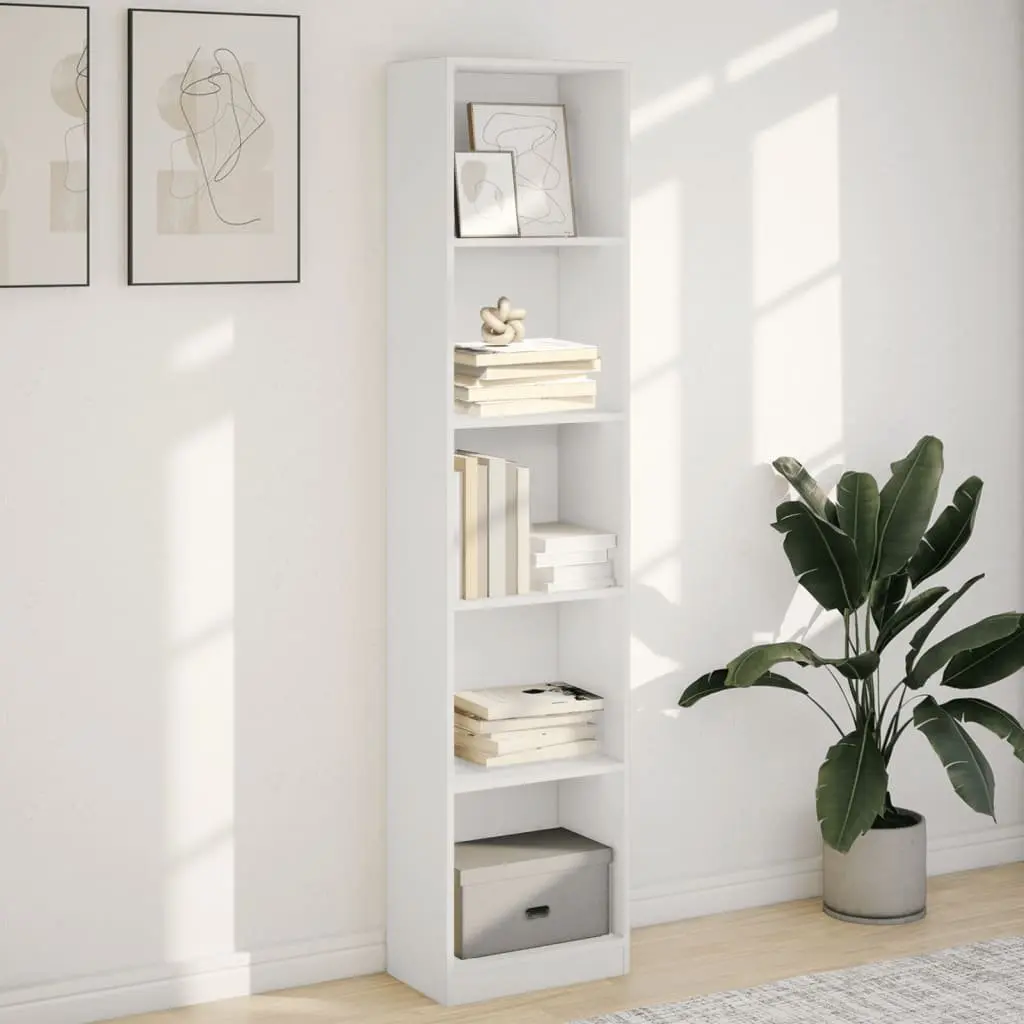 White Bookcase 40x24x176 cm for Office and Home