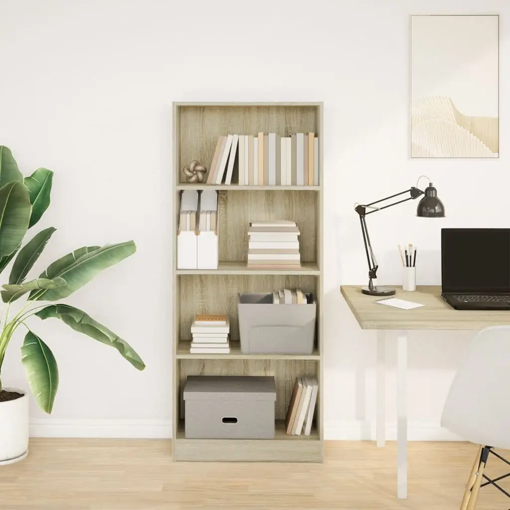 Brown Bookcase Storage Unit with Open Shelves
