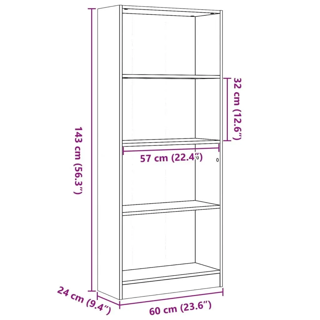 Brown Bookcase Storage Unit with Open Shelves