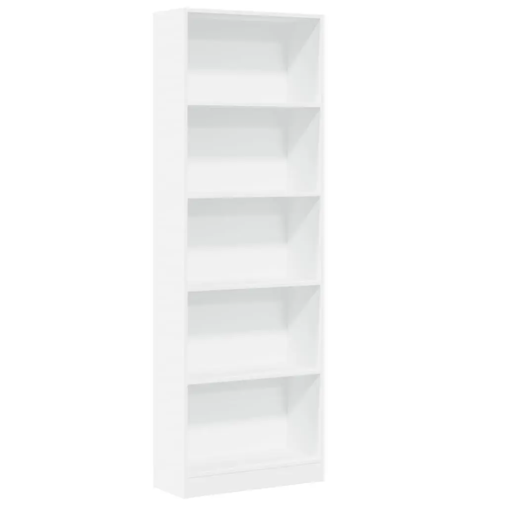 Bookcase Engineered Wood 60x24x176 cm White Open Shelving Storage Cabinet Home Office Organiser