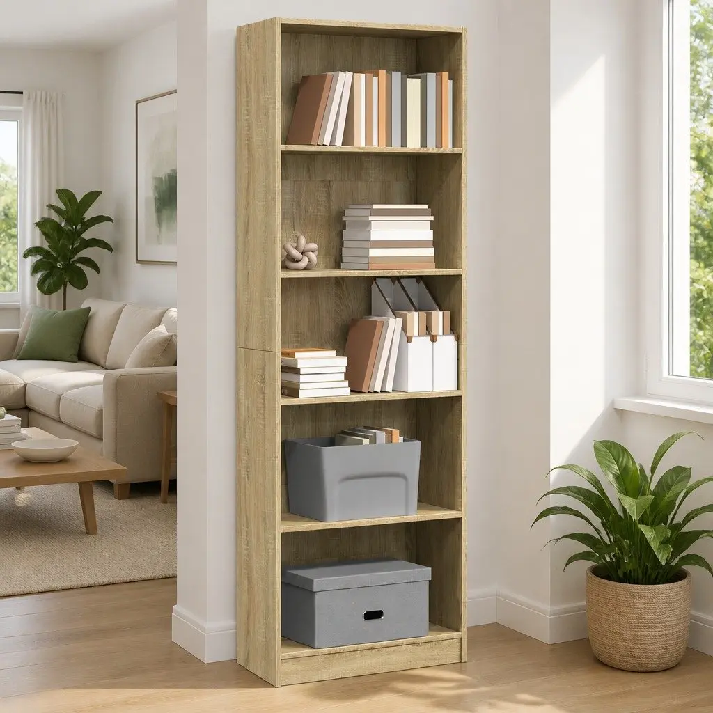 Bookcase in Sonoma Oak with Ample Storage Space