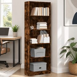 Smoked Oak Bookcase with Durable Engineered Wood Build