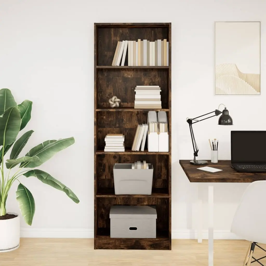 Smoked Oak Bookcase with Durable Engineered Wood Build