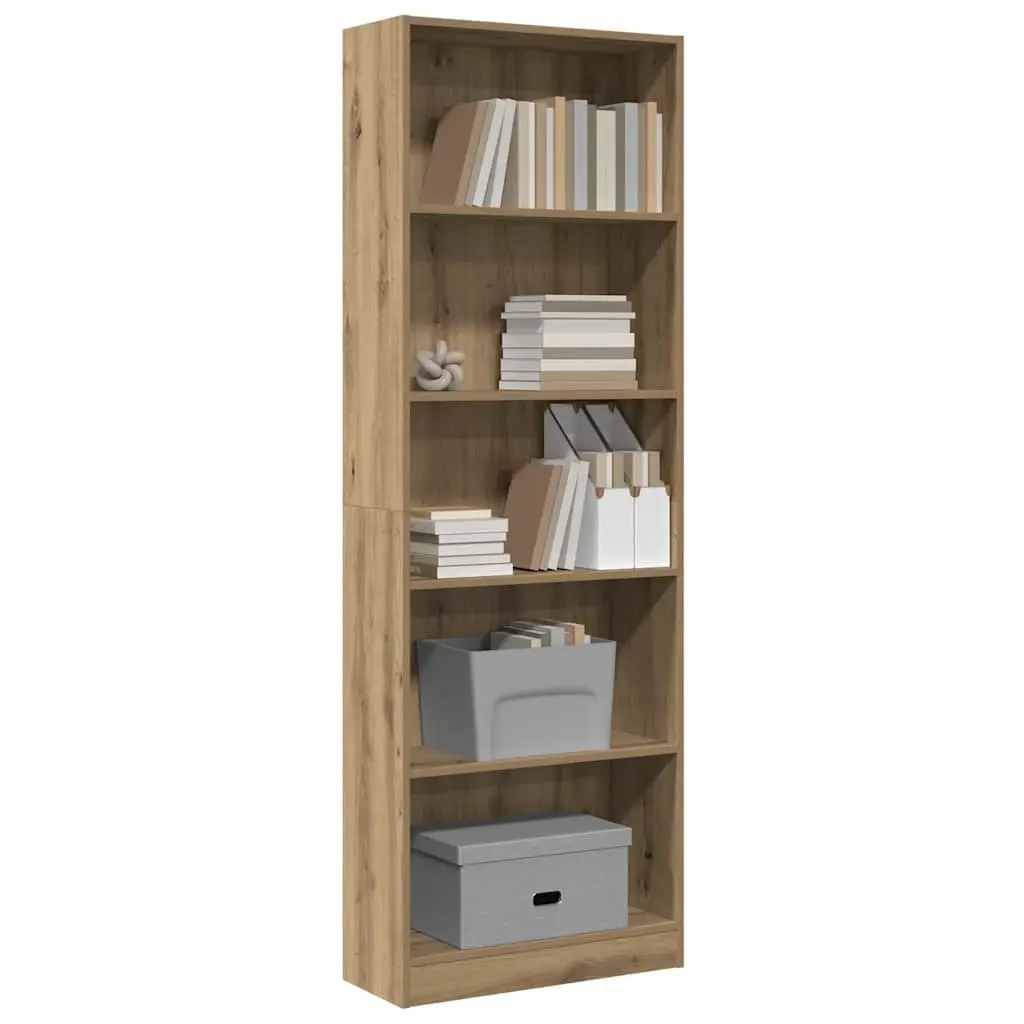 Bookcase Engineered Wood 60W x 24D x 176H cm Brown Storage Shelving Unit Home Office Organizer