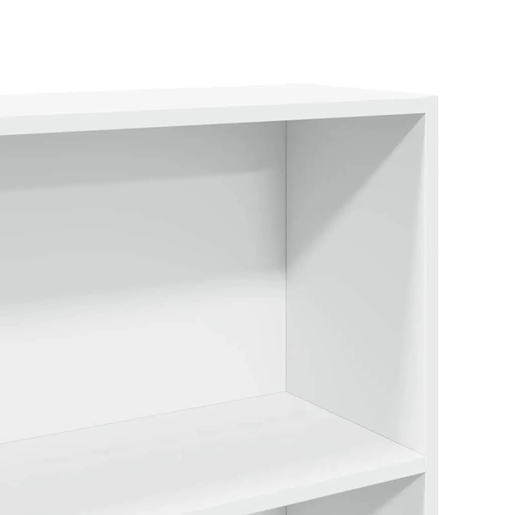 Bookcase Engineered Wood 80x24x176 cm White Open Compartments Storage Shelving Unit Home Office
