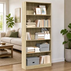 Sonoma Oak Bookcase with Open Shelving 80x24x176cm