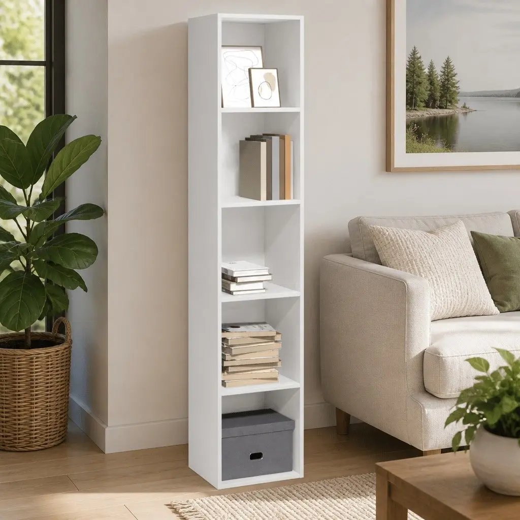 White Bookcase 40x30x189 cm with Open Shelves
