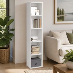Sturdy White Bookcase 40x30x189 cm with Open Shelves