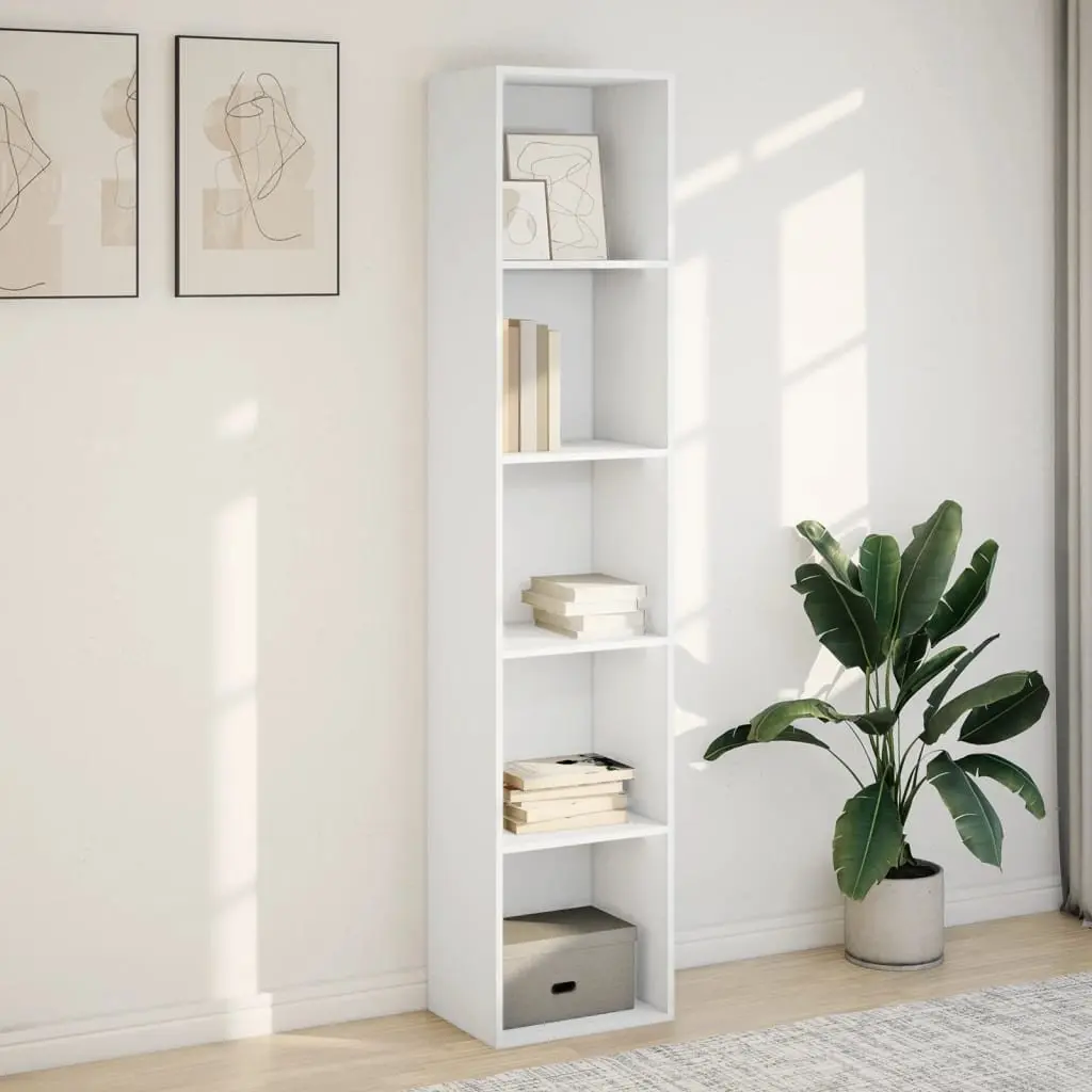 White Bookcase 40x30x189 cm with Open Shelves